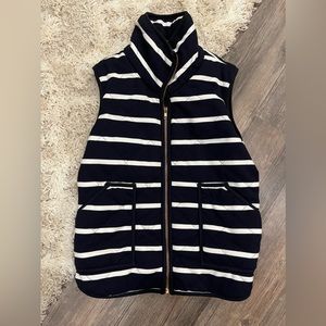 Peach Love Blue White Striped quilted zipper vest Small. Excellent condition.